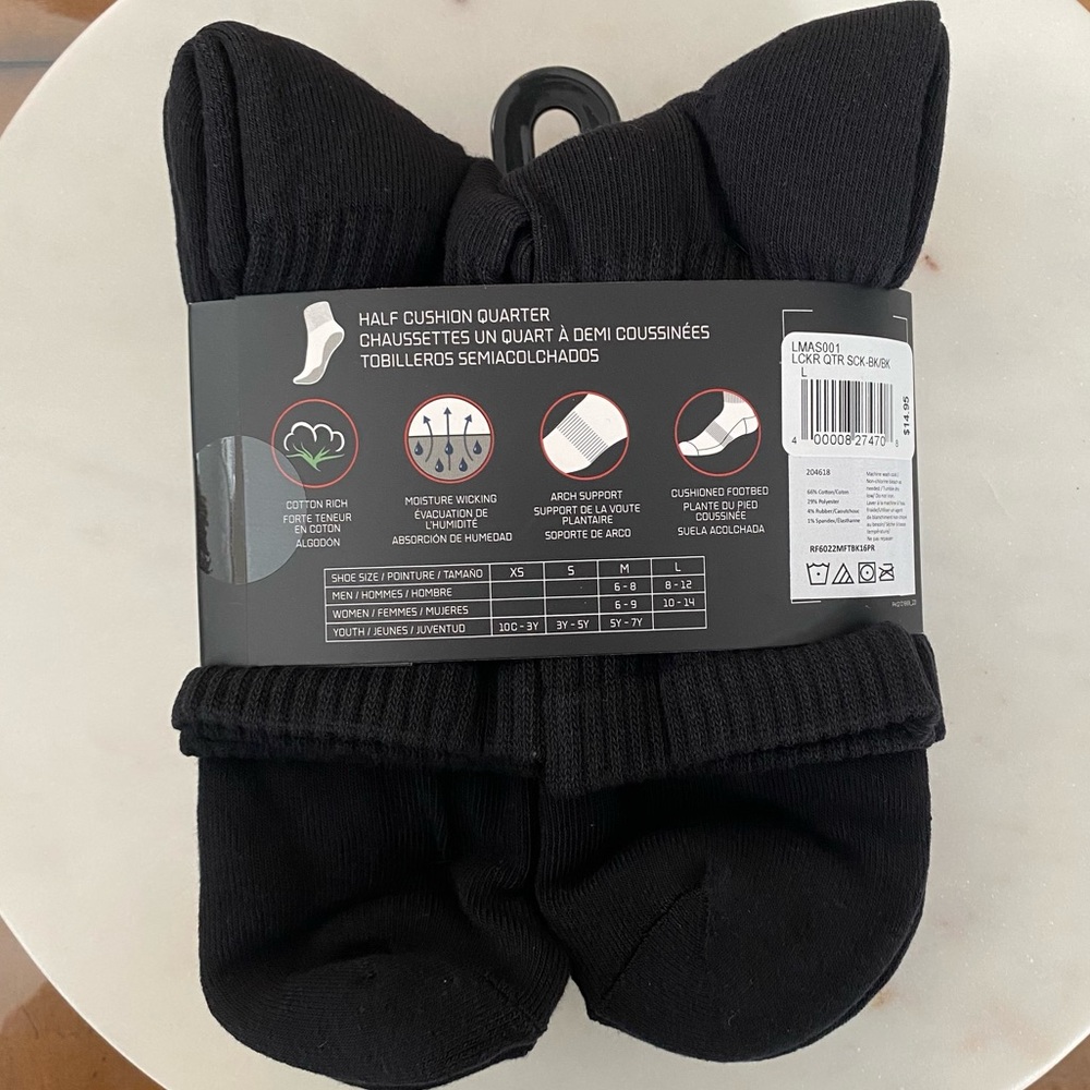NEW Foot Locker LCKR Men's Black Quarter Socks L (Men's 8-12) Bundle - Picture 5 of 5